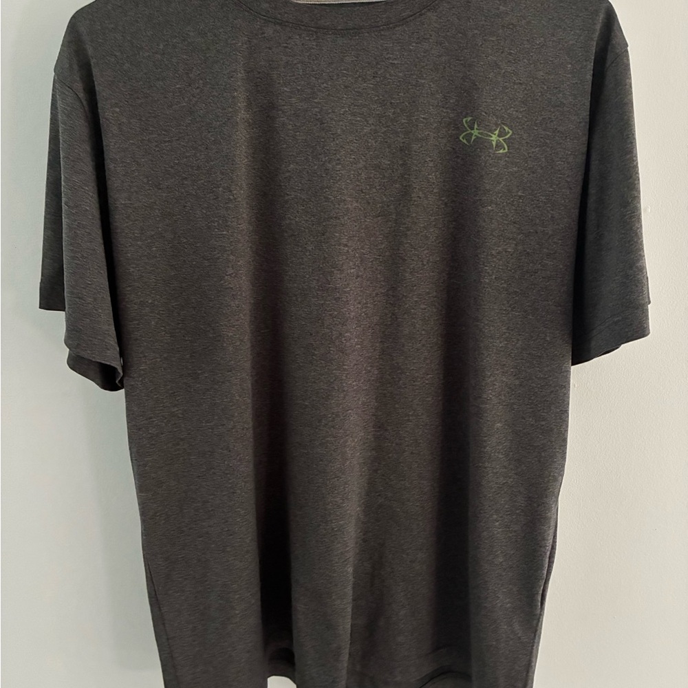 Under Armour Men's Dark Gray Tee with Green Logo
